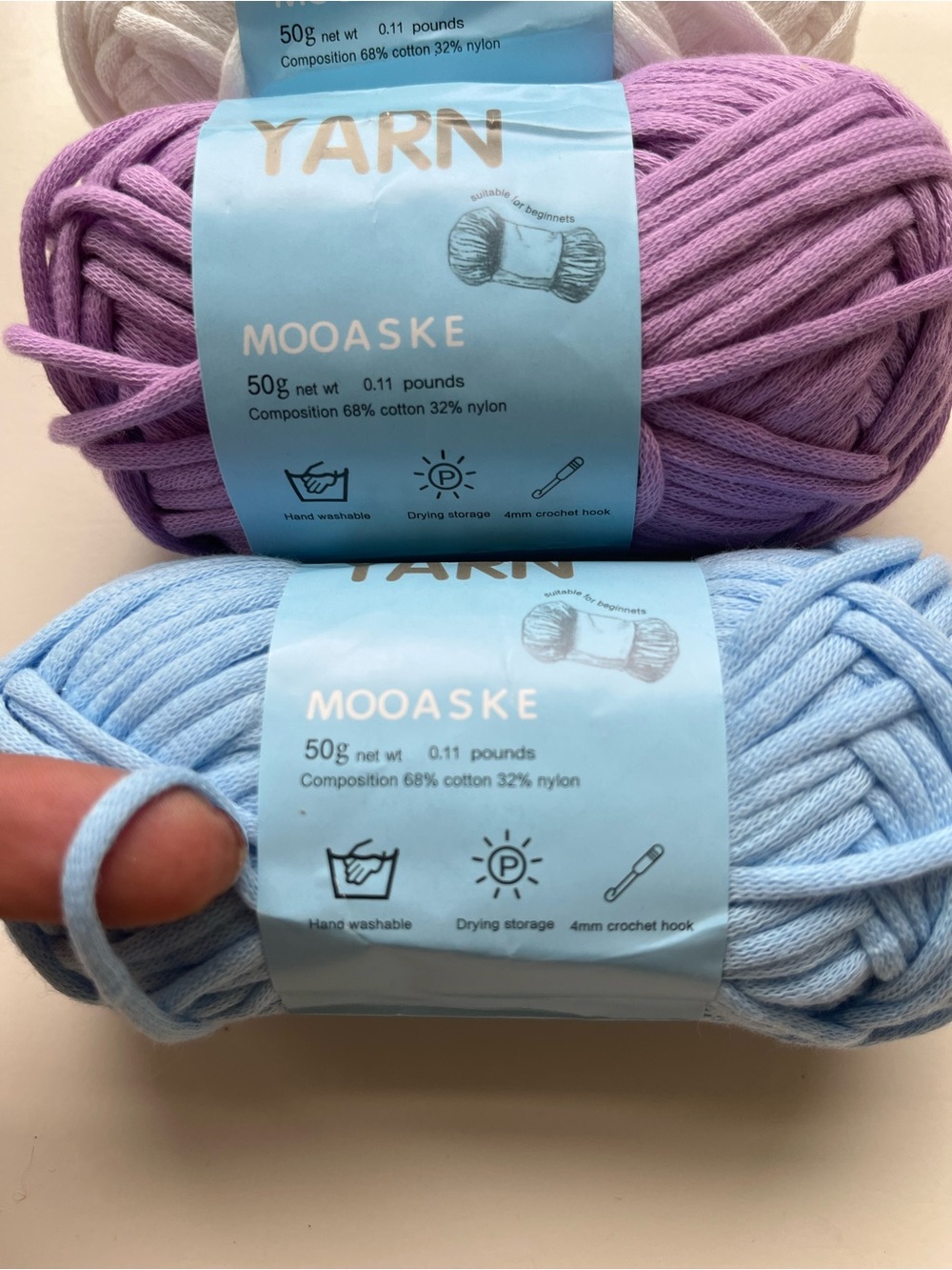 Cotton Blend Yarn - Lavender, Sky Blue, White - Soft Crochet & Knitting Yarn - Picture 4 of 6